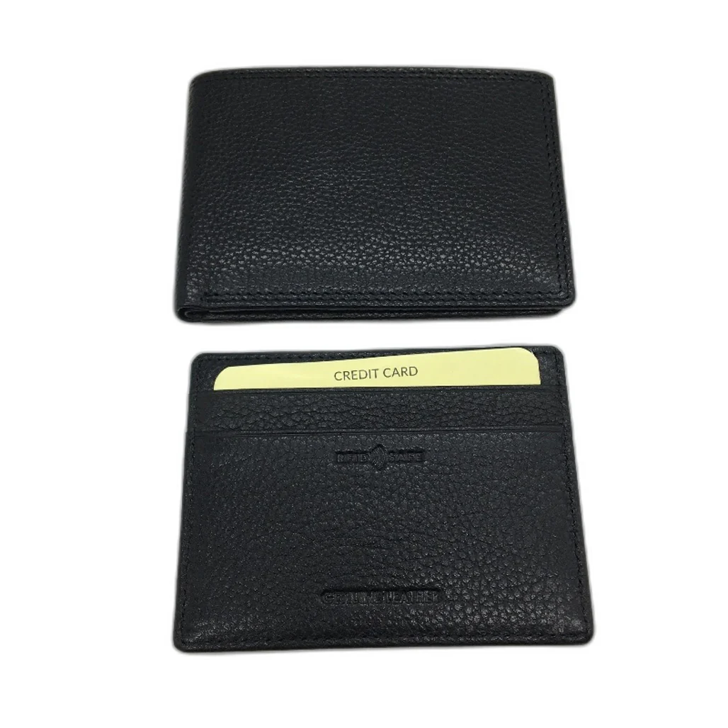 Westbay Genuine Leather Mens Wallet & Card Holder RFID Safe Gift Set Box Black