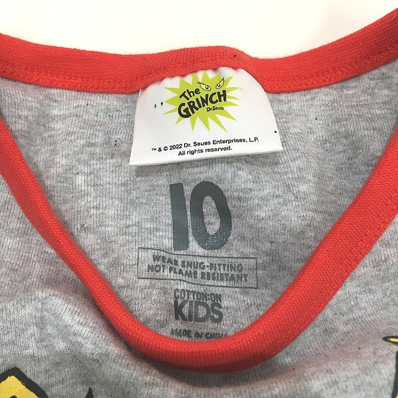 Cotton On Kids The Grinch Grey Red Longsleeve Pyjama Set Boys Size 10 NEW - Image 4
