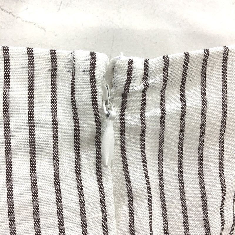 Portmans Fudge Stripe Linen Blend Ruched Sides Bubble Skirted Dress Size 12 NEW - Image 3