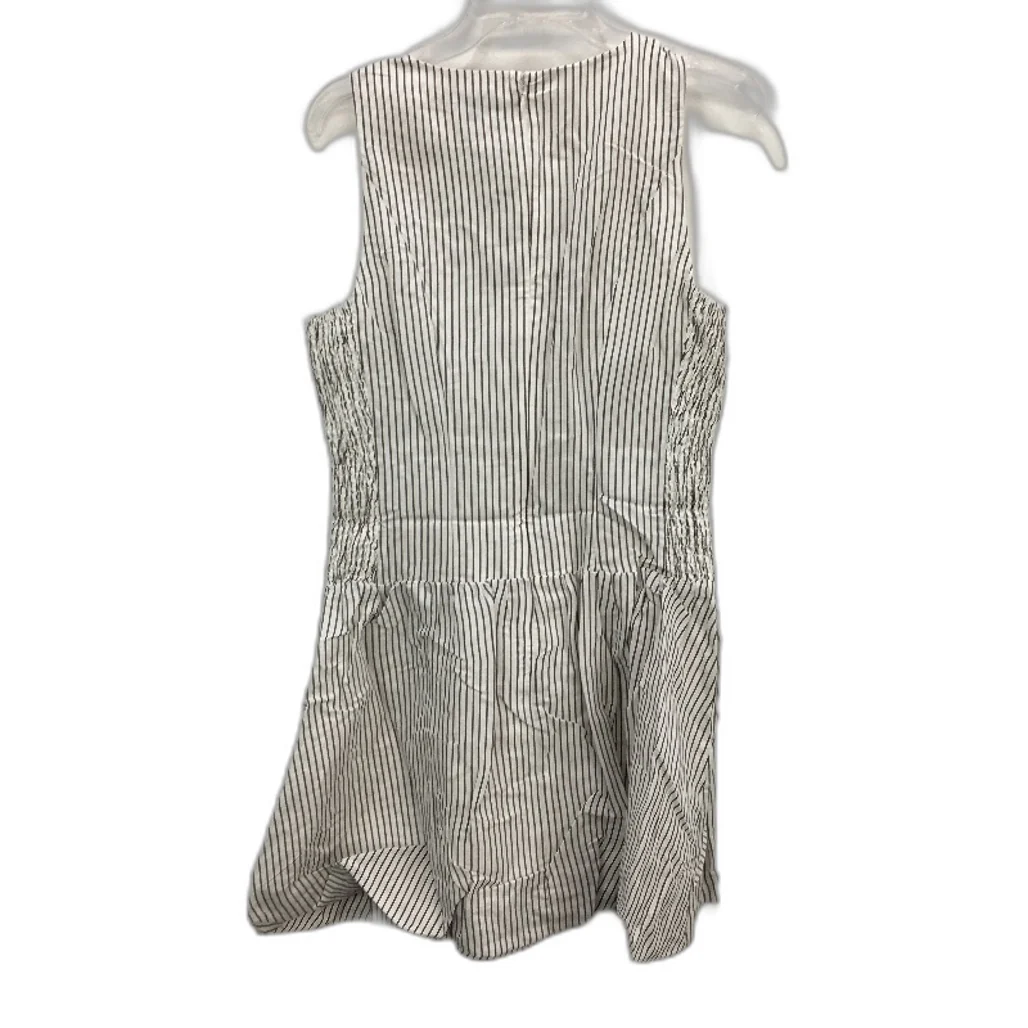 Portmans Fudge Stripe Linen Blend Ruched Sides Bubble Skirted Dress Size 14 NEW