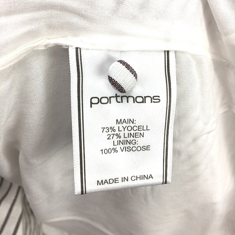 Portmans Fudge Stripe Linen Blend Ruched Sides Bubble Skirted Dress Size 14 NEW - Image 6