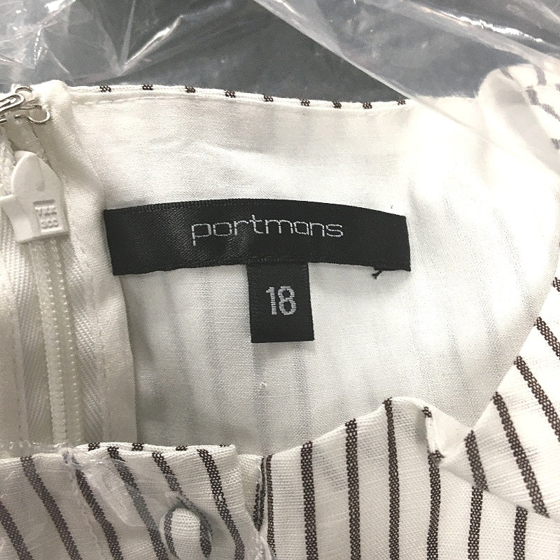 Portmans Fudge Stripe Linen Blend Ruched Sides Bubble Skirted Dress Size 18 NEW - Image 7