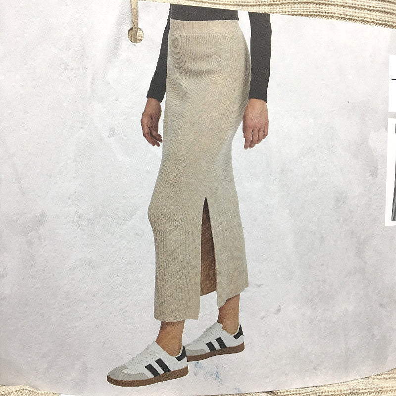 Serra Taupe Merino Wool Blend Regular Fit Long Skirt Side Split Ladies Sz 10 NEW - Image 3
