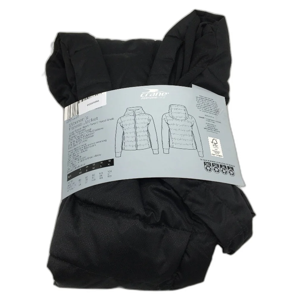 Crane Black Zip Up Fitness Lightweight Slim Fit Jacket Ladies Size Large NEW - Image 2