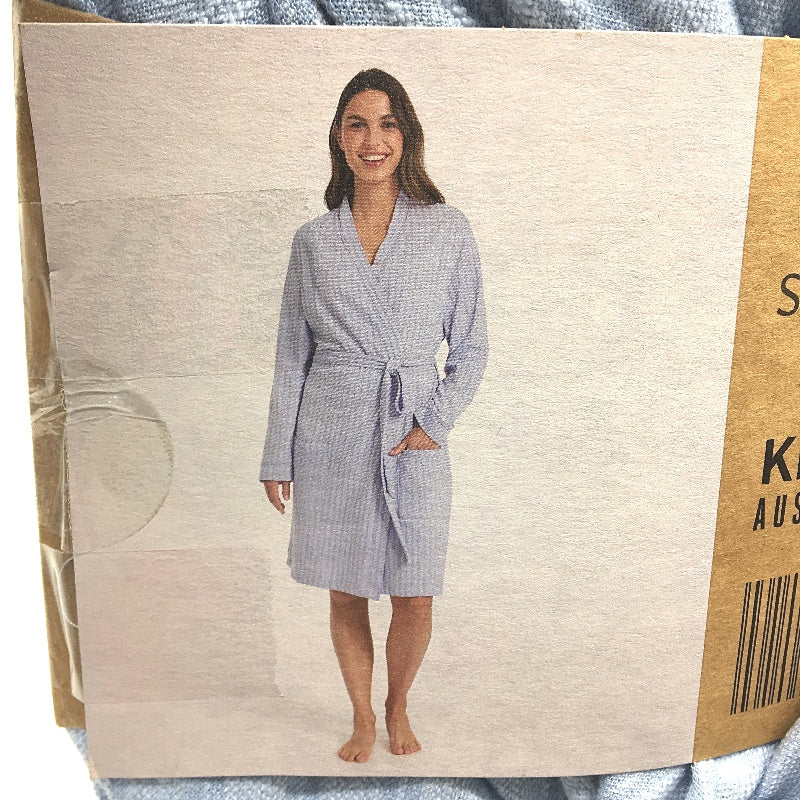 Serra Lightweight Australian Cotton Blend Blue Knit Robe Ladies Size 12 NEW - Image 3