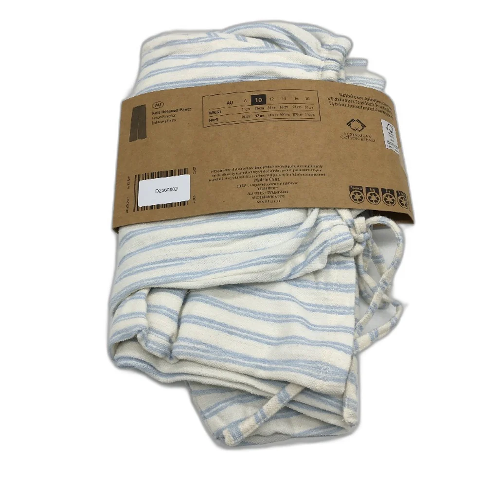 Serra Lightweight Australian Cotton Blend Blue Stripe Pants Ladies Size 10 NEW - Image 2