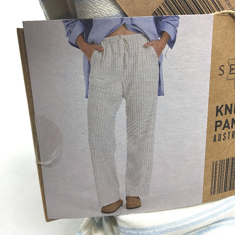 Serra Lightweight Australian Cotton Blend Blue Stripe Pants Ladies Size 10 NEW - Image 3