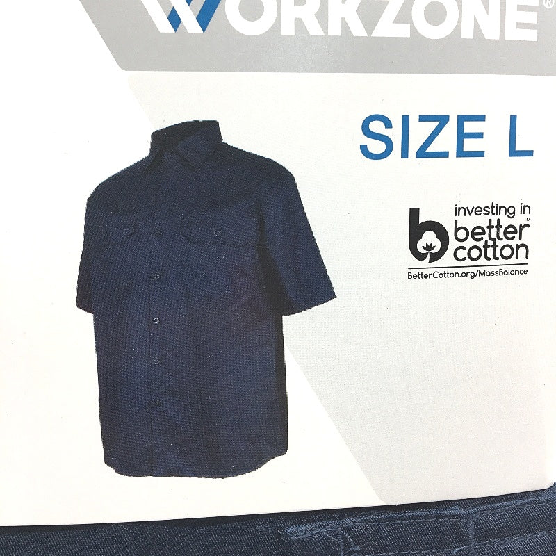Workzone Navy Blue UPF50+ Cotton Drill Cool Vents Work Shirt Mens Size Large NEW - Image 3