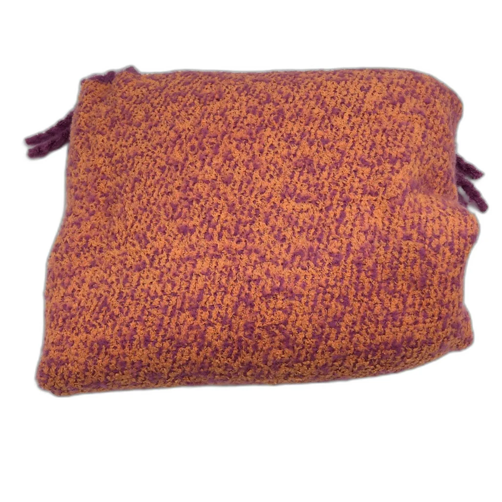 Kirkton House Orange Purple Fringed Super Soft Throw Blanket 132cm x 180cm NEW - Image 2