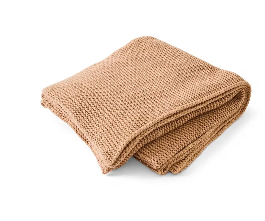 Home Decor Praline Tan Chunky Knit Textured Weave Throw Blanket 1.27x1.52m NEW - Image 2