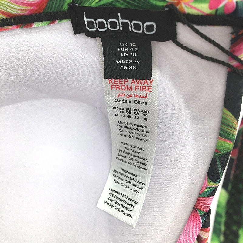Boohoo Multicoloured Floral Patterned Triangle Halter Bikini Top Ladies Sz UK 14 - Image 4