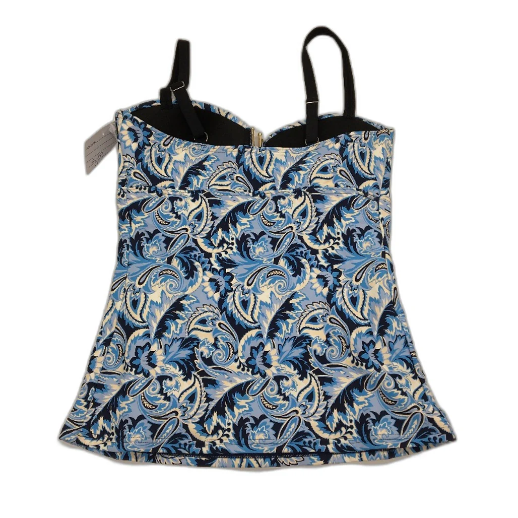 Myer Blue Floral Patterned Padded Bather Swim Top Ladies Size 10 - Image 2