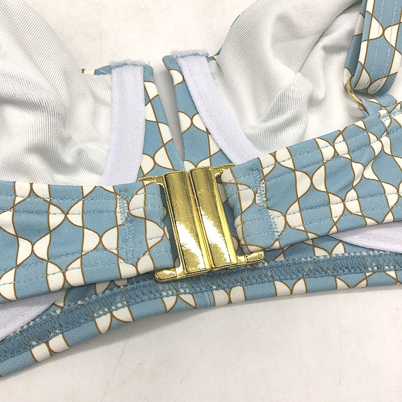 Myer Blue & White Patterned Underwire Bather Bikini Top Ladies Size 10 - Image 3