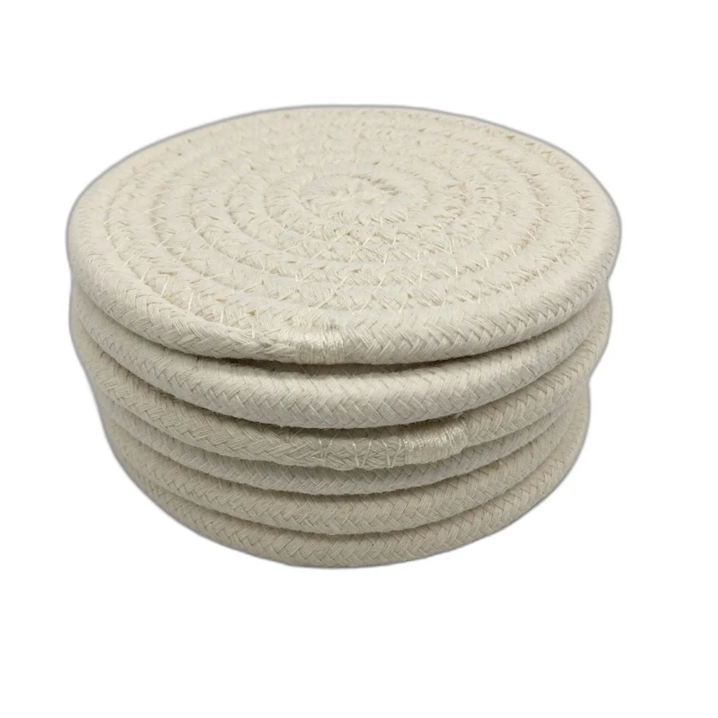 White 11CM Absorbent Woven Round Drink Coasters 6 Pack Tabletop Protection NEW - Image 2