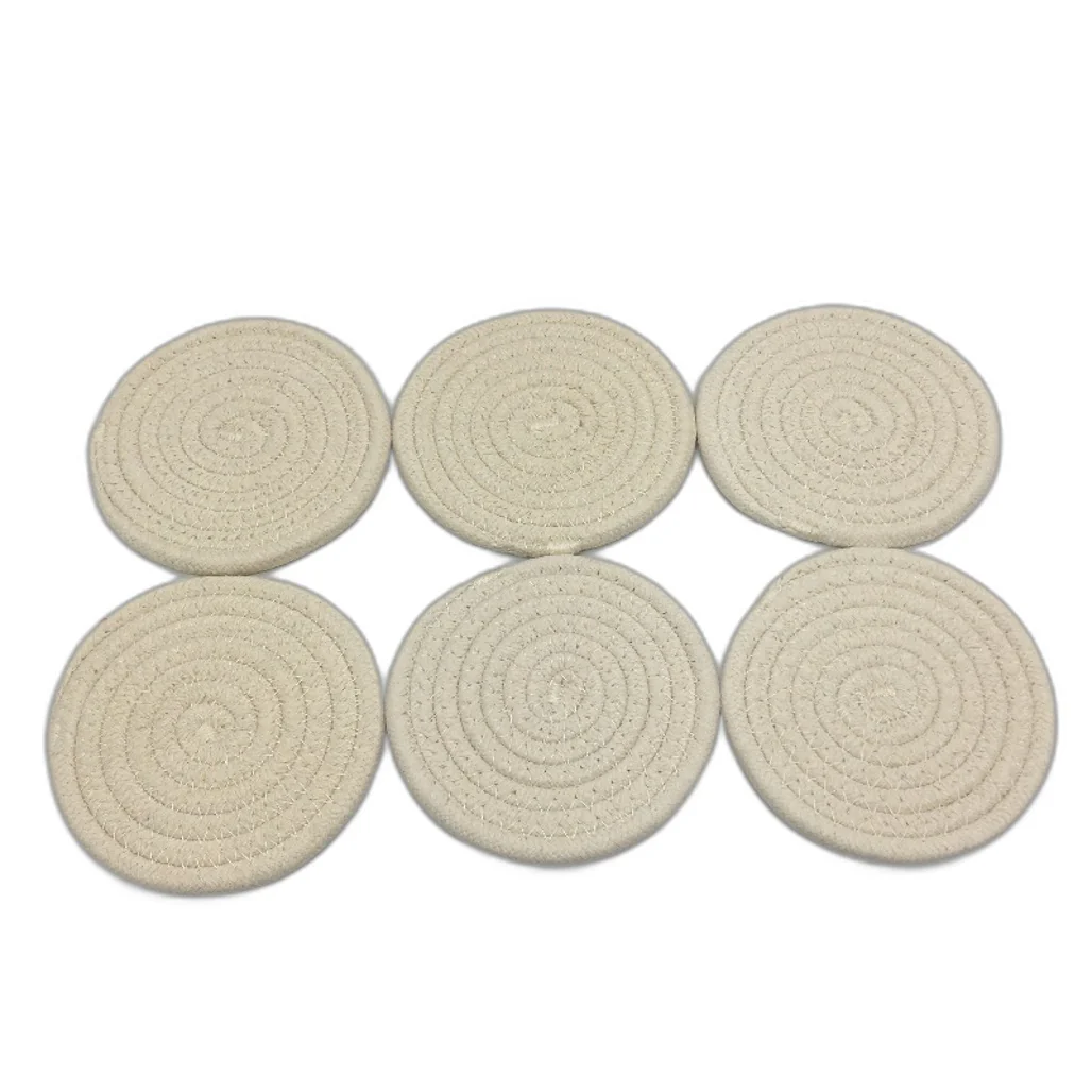 White 11CM Absorbent Woven Round Drink Coasters 6 Pack Tabletop Protection NEW - Image 3