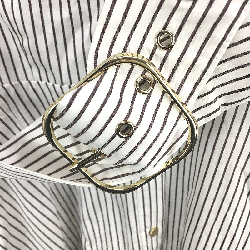 Portmans Channa Fudge Stripe White Button Up Midi Dress Ladies Size AU 16 NEW - Image 4