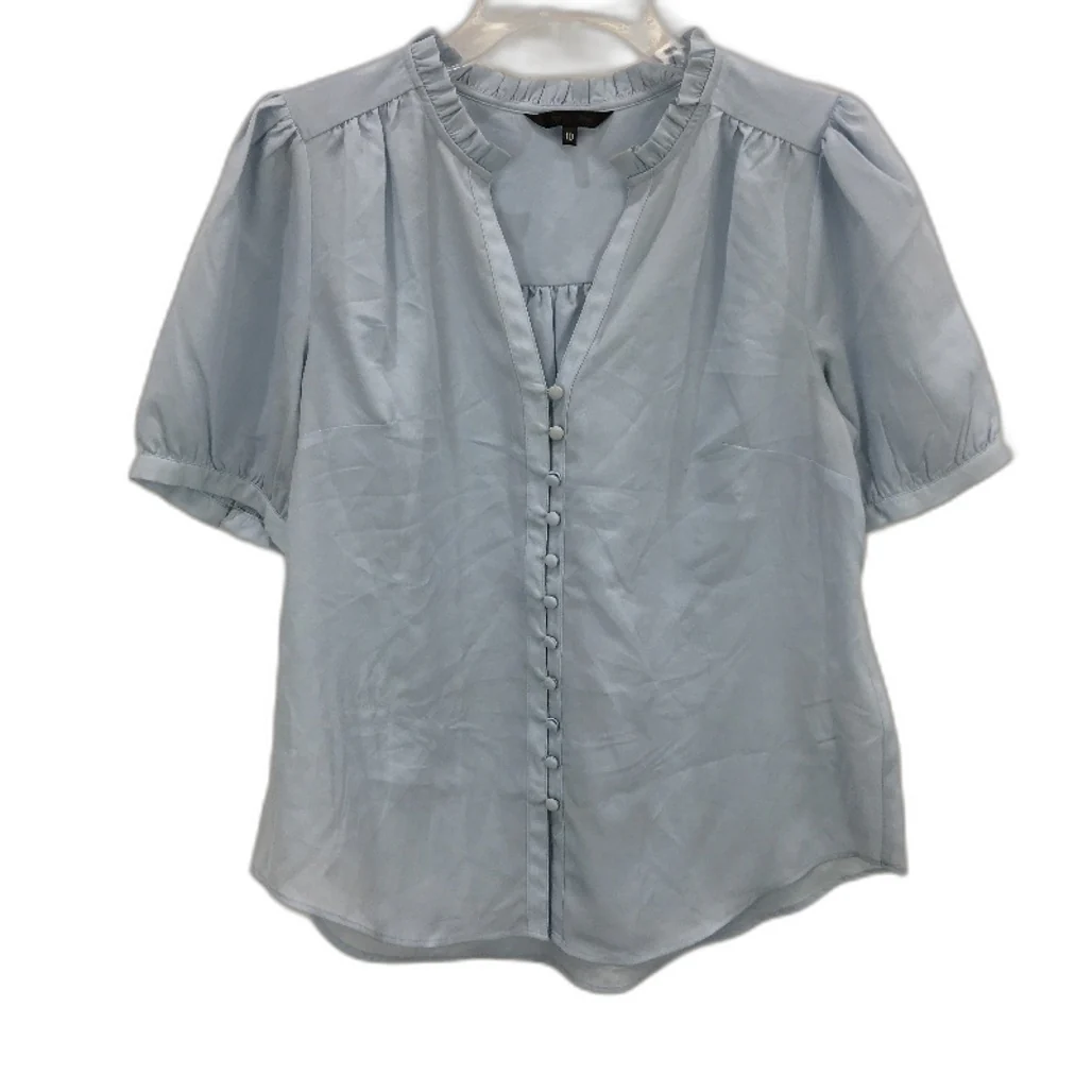 Portmans Kelsie Short Sleeve Skyway Blue V Neck Top Ladies Size AU 10 NEW
