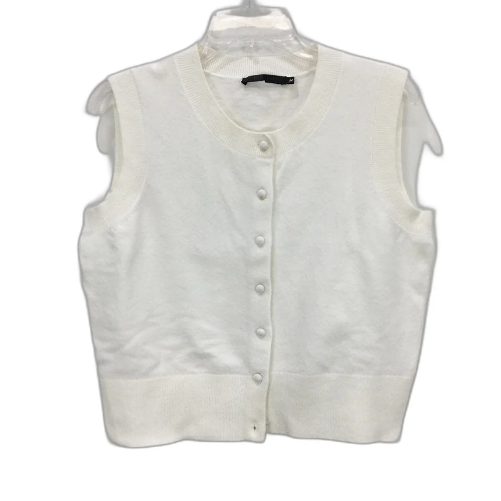 Portmans Shari Fluffy Button Up Cloud Dancer White Vest Ladies Size Medium NEW