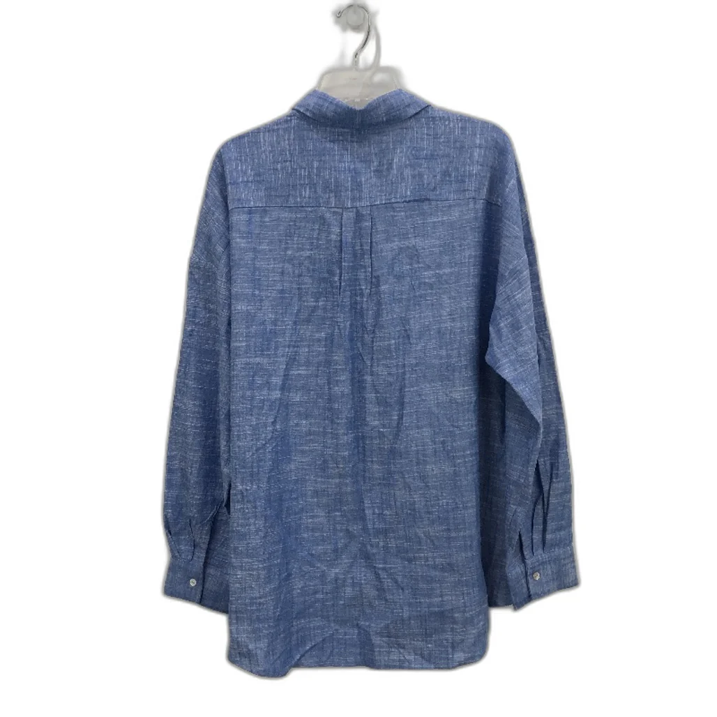 Dotti Paige Blue Marle Long Sleeve Linen Blend Shirt Ladies Size AU 12 NEW - Image 2