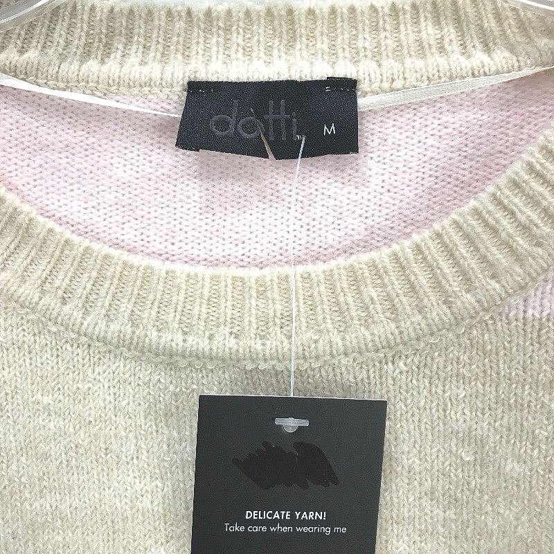 Dotti Avery Crew Neck Fluffy Knit Pink Cream Stripe Sweater Ladies Sz Medium NEW - Image 3