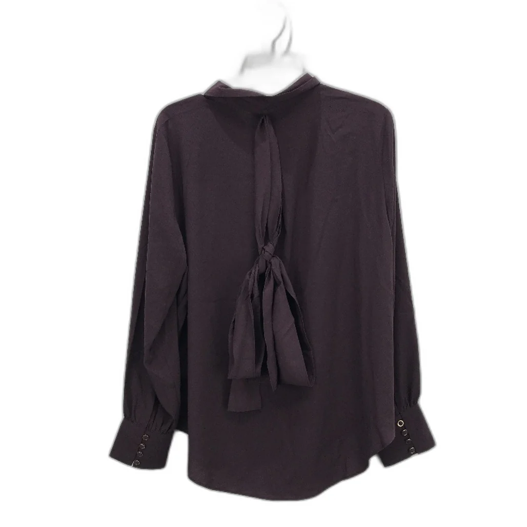 Portmans Tayla Tie Neck Aubergine Purple Longsleeve Shirt Ladies Size AU 14 NEW - Image 2