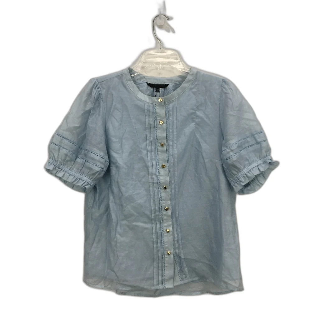 Portmans Lola Puffy Shortsleeve Skyway Blue Blouse Ladies Size AU 10 NEW