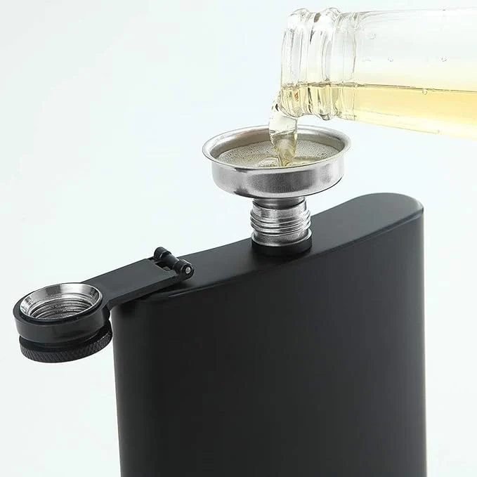 Pack Of 2 Stainless Steel 8OZ Hip Flask For Liquor Black Matte With Funnel NEW - Image 2