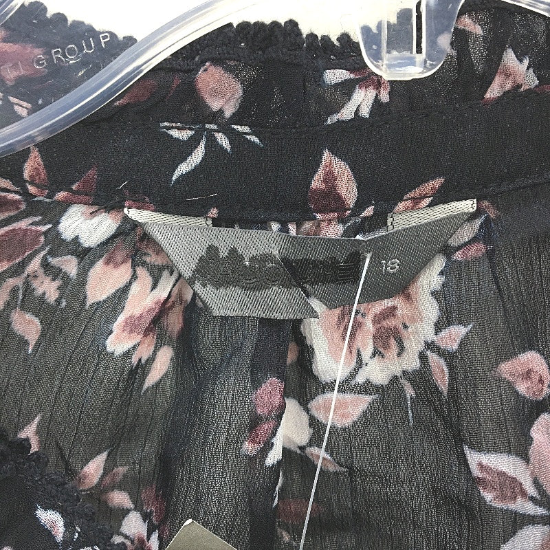 Jacqui.E Melania Flower Whispers Frill Detail Black Blouse Ladies Size AU 18 NEW - Image 4
