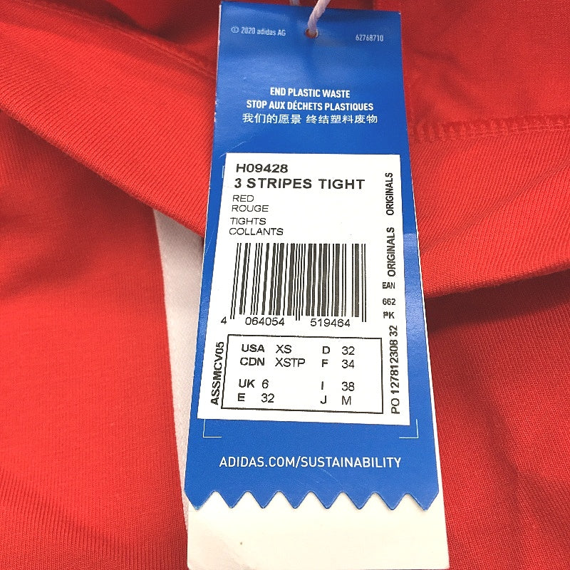 Adidas Originals Adicolor 3 Stripes Red Cotton Tights Ladies Size UK 6 NEW - Image 4