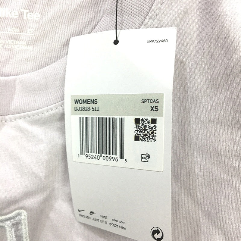Nike Embroidered Fur Detail Logo Lilac Tee Shirt Ladies Size XS NEW - Image 4