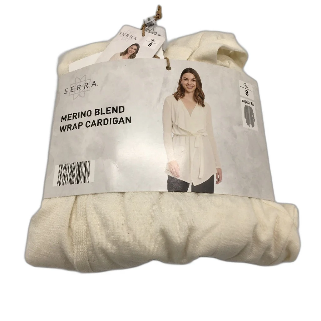 Crane Performance Merino Fine Wool Blend Wrap Cardigan Top Ladies Size 8 NEW