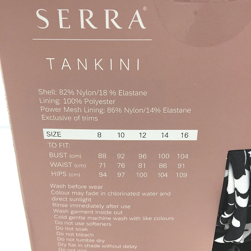 Serra Black White Floral Print 2 Piece Removable Straps Tankini Set Size 14 NEW - Image 4