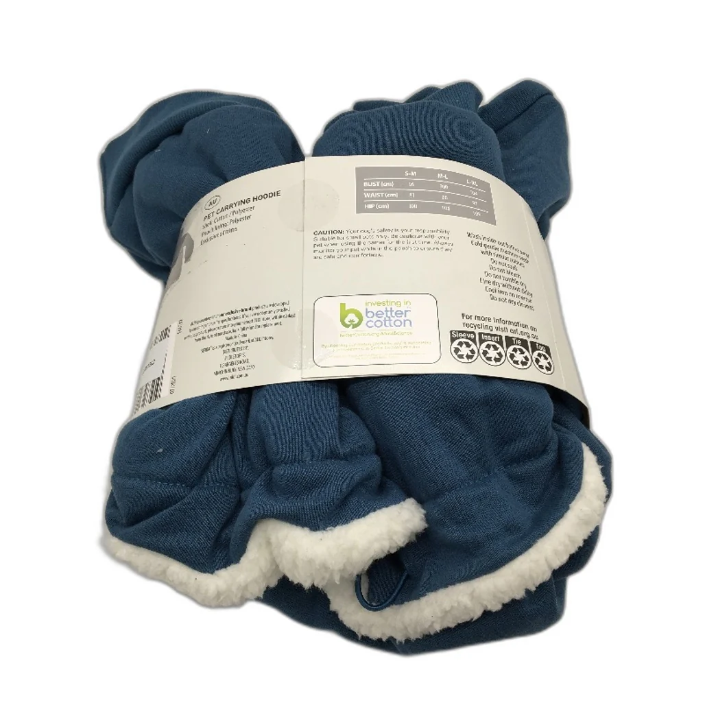 Serra Plush Fleece Relaxed Fit Pet Carrying Hoodie Teal Blue Unisex Sz S-M NEW - Image 2