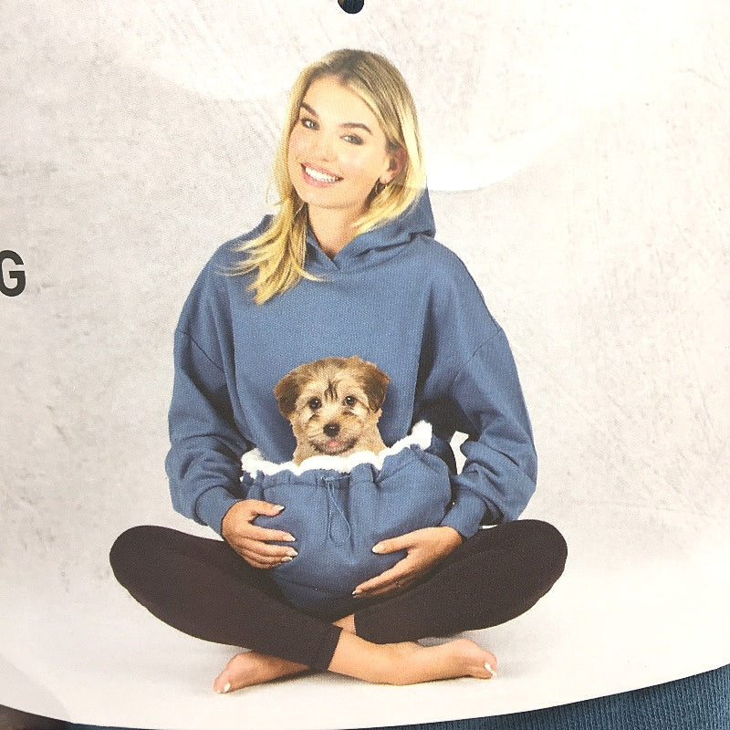 Serra Plush Fleece Relaxed Fit Pet Carrying Hoodie Teal Blue Unisex Sz S-M NEW - Image 3