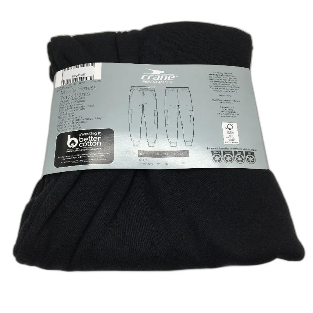 Crane Performance Cargo Style Fitness Track Pants Black Mens Size L NEW - Image 2