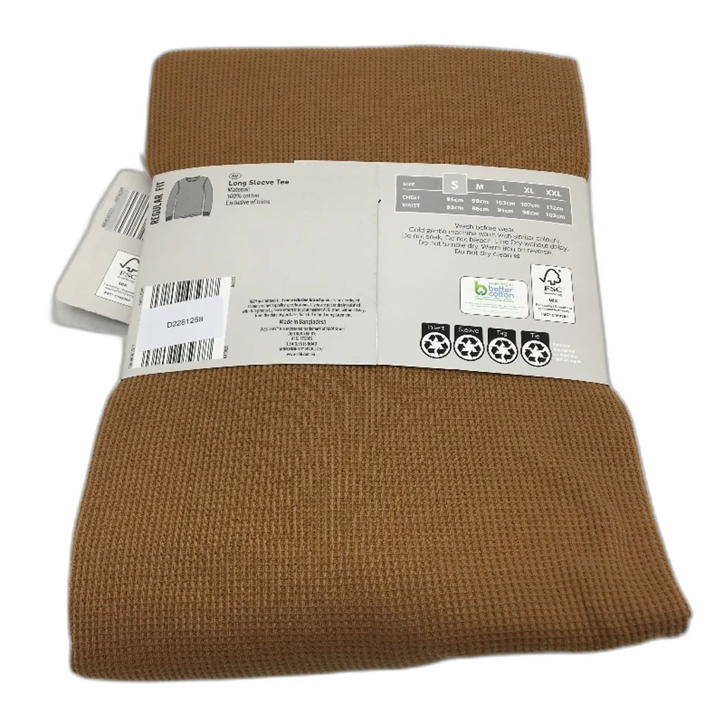 Westbay Rust Regular Fit 100% Cotton Waffle Long Sleeve Tee Mens Size S NEW - Image 2