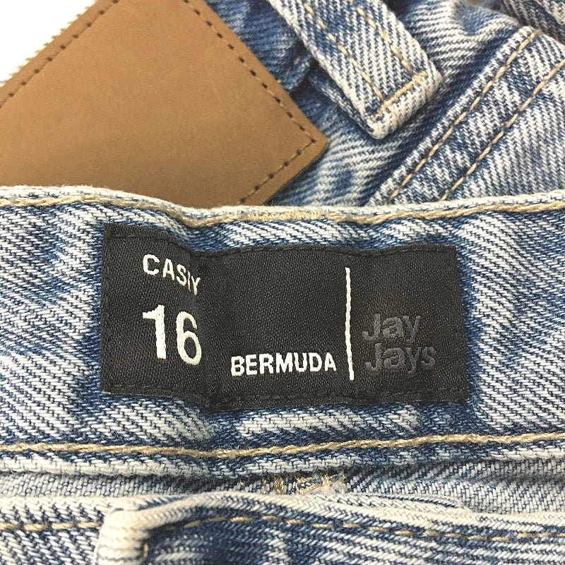 Jay Jays Casey Bermuda Mid Wash Blue Ripped Denim Shorts Ladies Size AU 16 NEW - Image 4