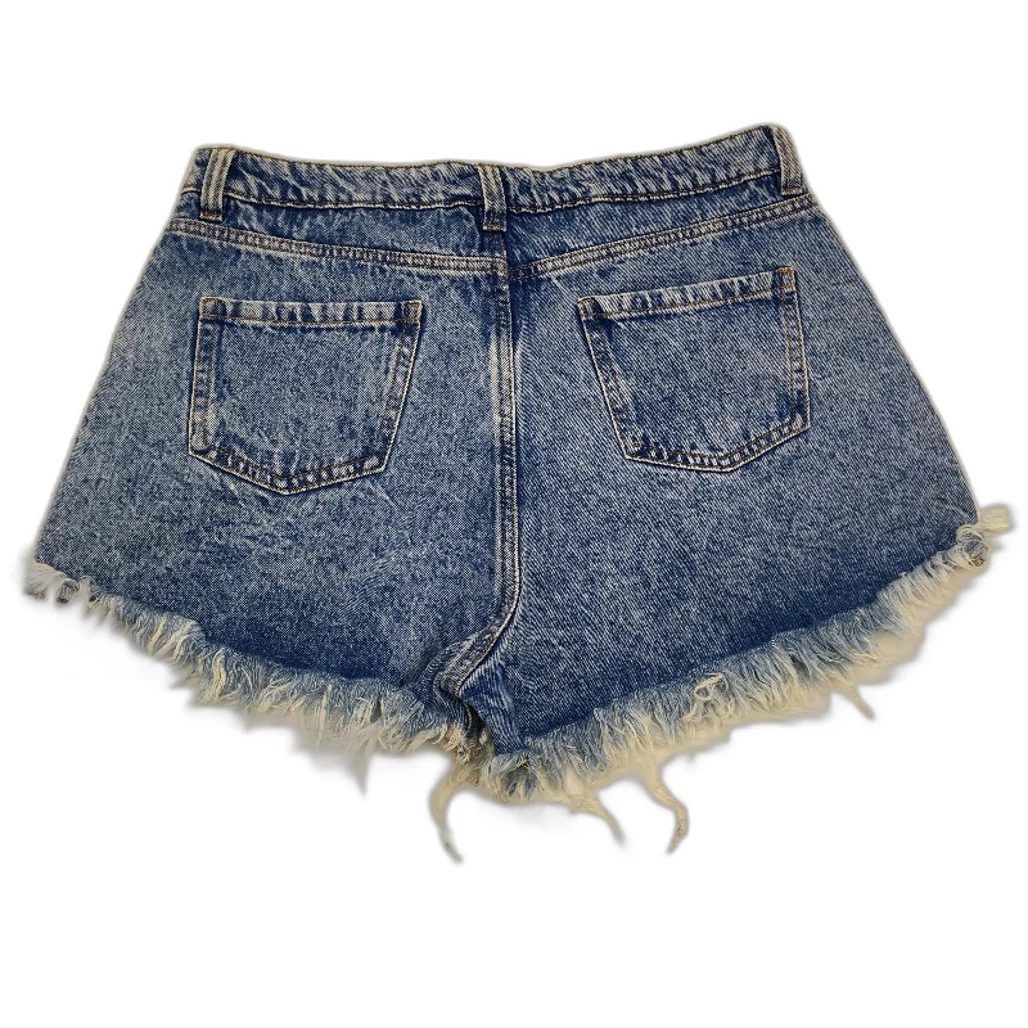 Jay Jays Riley High Rise Cheeky Ripped Bright Blue Shorts Ladies Size AU 12 NEW - Image 2