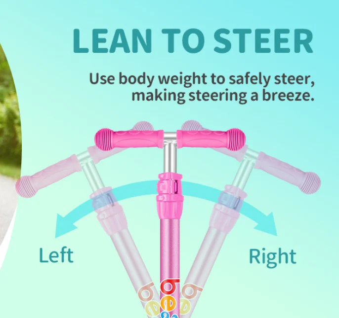 Beleev 3 Wheel Kids Scooter 4 Levels Adjustable Height Lean Steer Age 3-14 NEW - Image 3
