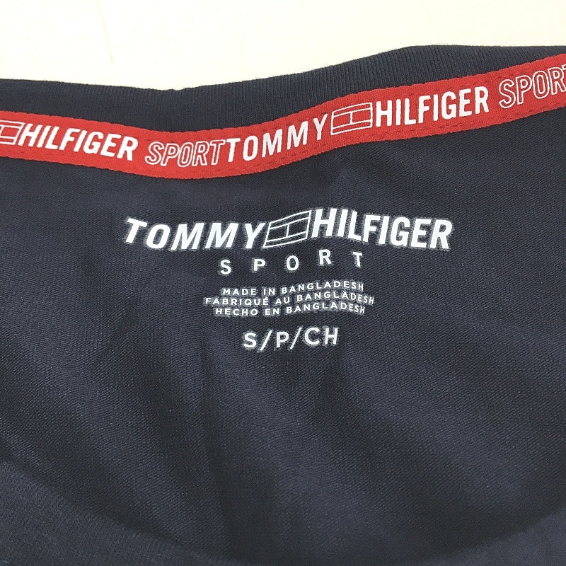 Tommy Hilfiger Sport Navy Colour Block Cropped T-Shirt Ladies Size Small NEW - Image 4
