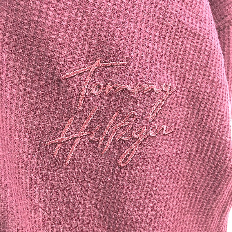 Tommy Hilfiger 2 Piece Solid Burgundy Waffle Pyjama Set Ladies Size Medium NEW - Image 3