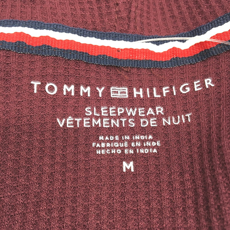 Tommy Hilfiger 2 Piece Solid Burgundy Waffle Pyjama Set Ladies Size Medium NEW - Image 5