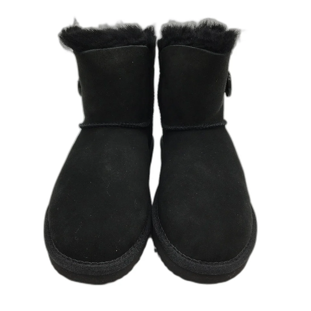 UGG Outback Australian Sheepskin Black Mini Button Boot Slipper Unisex M5 L6 NEW - Image 2