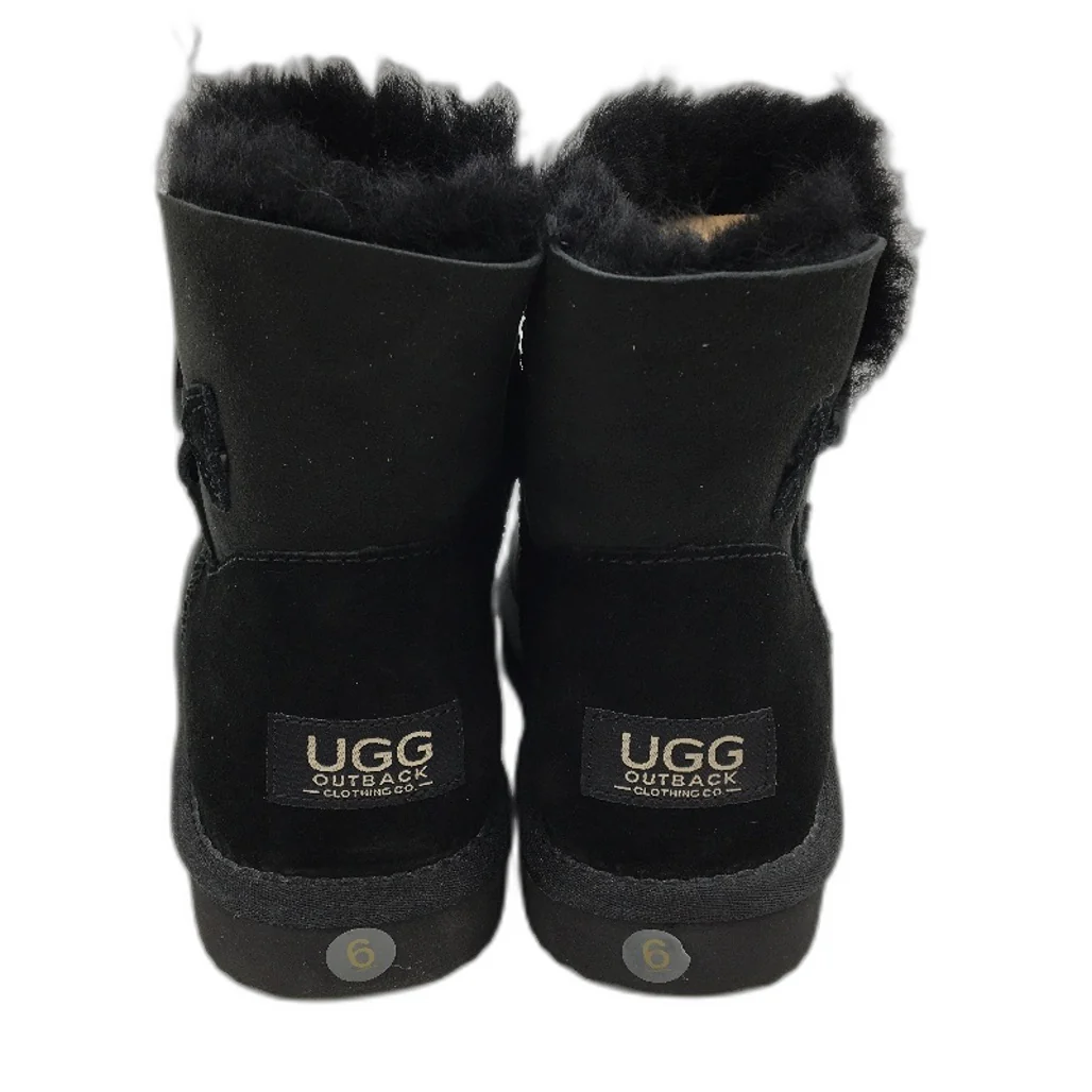 UGG Outback Australian Sheepskin Black Mini Button Boot Slipper Unisex M5 L6 NEW - Image 5