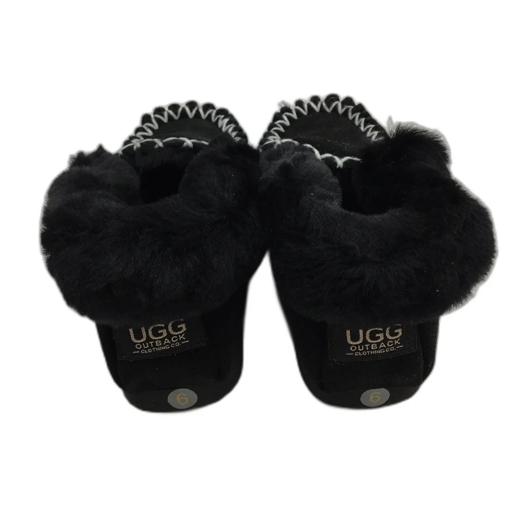 UGG Outback AUS Sheepskin Black Moccasins Slippers Unisex US M5 L6 EU37 NEW - Image 4