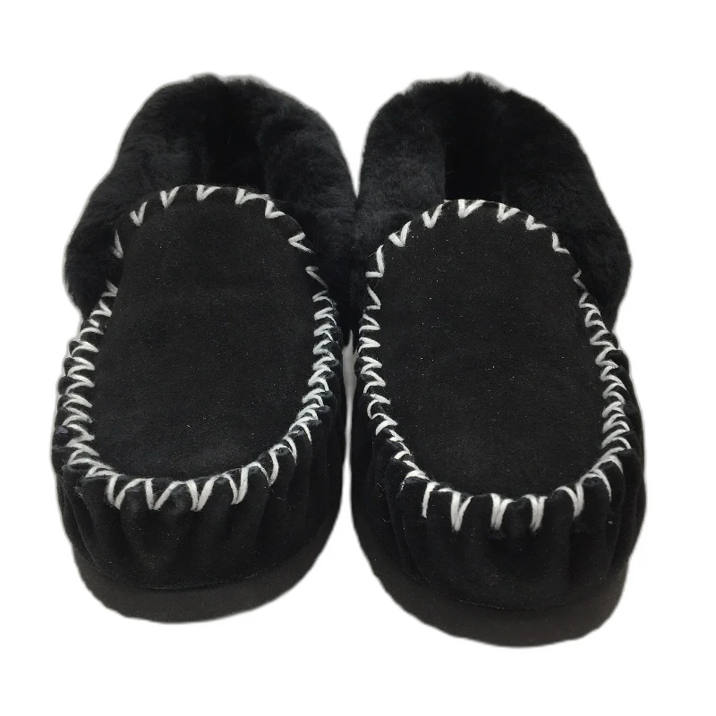 UGG Outback AUS Sheepskin Black Moccasins Slippers Unisex US M11 L12 EU 45 NEW - Image 2