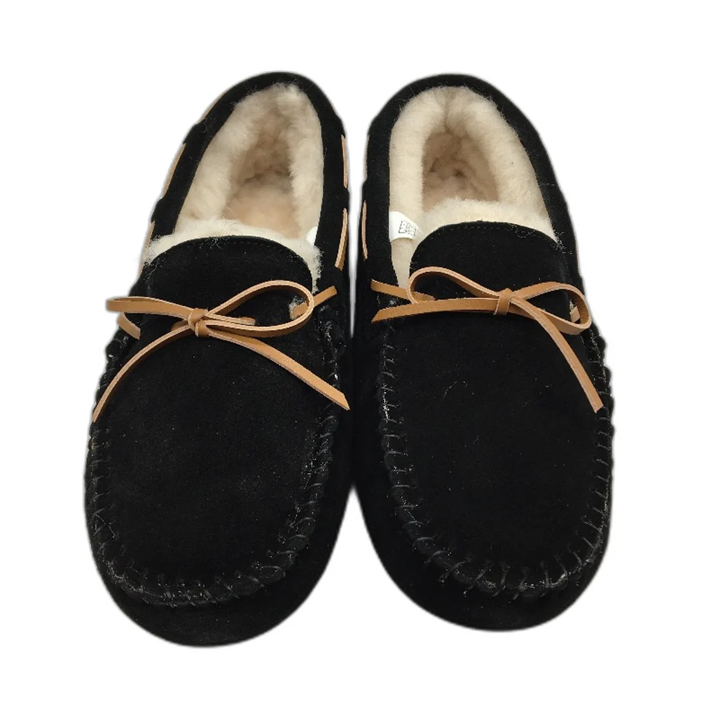 UGG Outback AUS Sheepskin Black Moccasin Tirari Slippers Ladies US 12 EU 45 NEW - Image 2