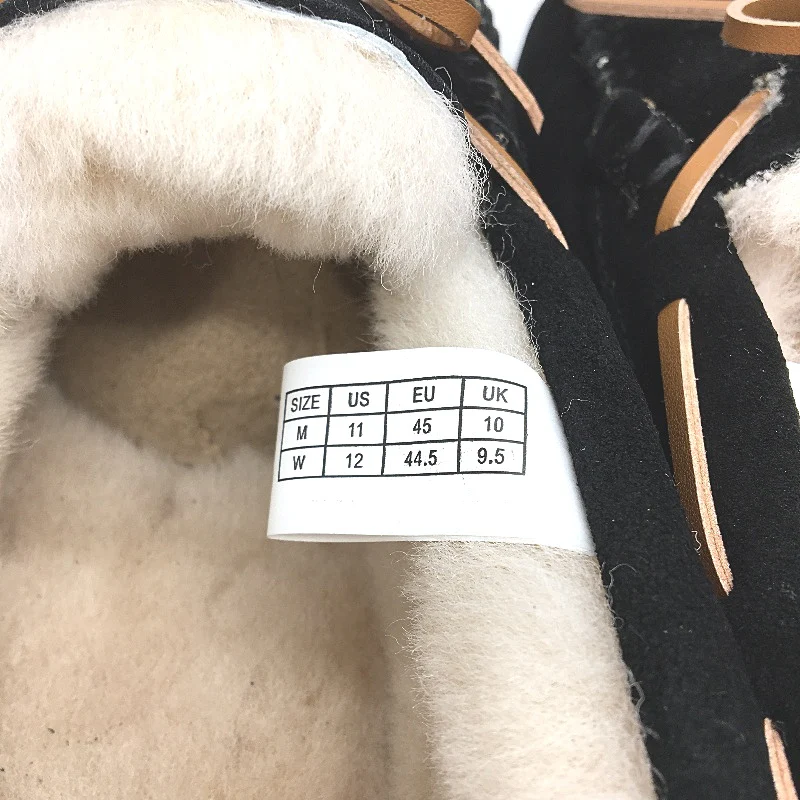 UGG Outback AUS Sheepskin Black Moccasin Tirari Slippers Ladies US 12 EU 45 NEW - Image 4