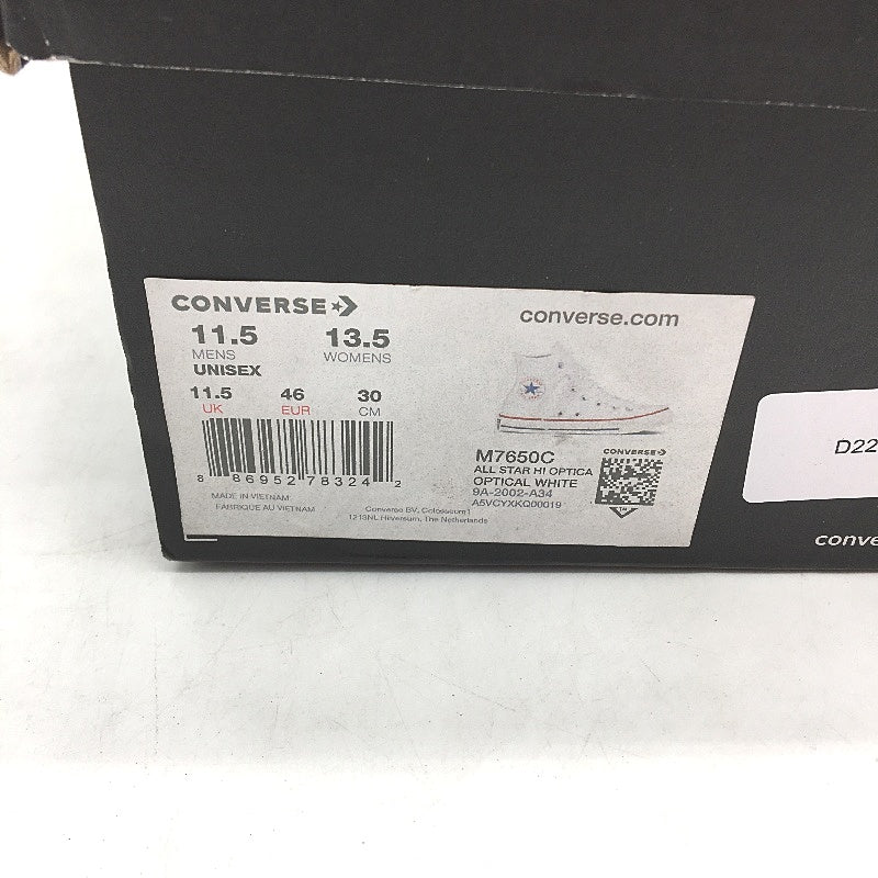 Converse White Chuck All Star High Top Sneakers Unisex US M11.5 L13.5 EU 46 NEW - Image 7