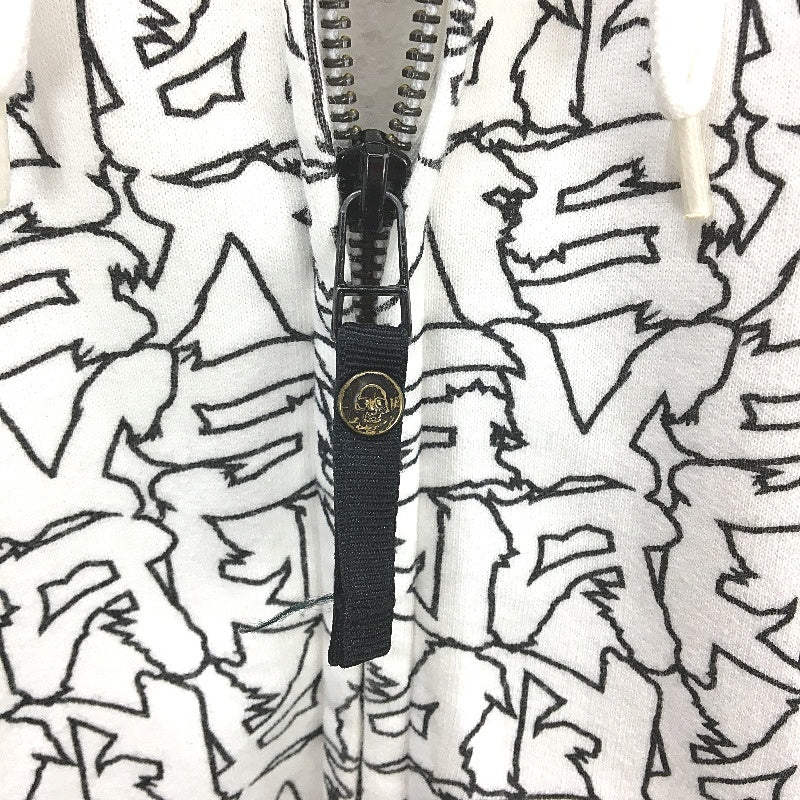 Vans Graffiti Print Full Zip Fleece White Hooded Jacket Mens Size Medium - Image 3